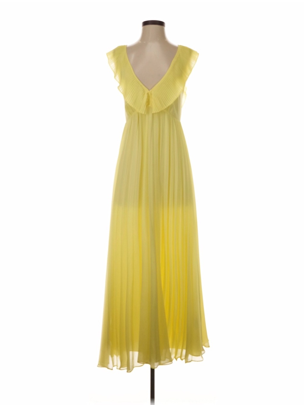 Zara Lemon Ruffle V-Neck Maxi Dress